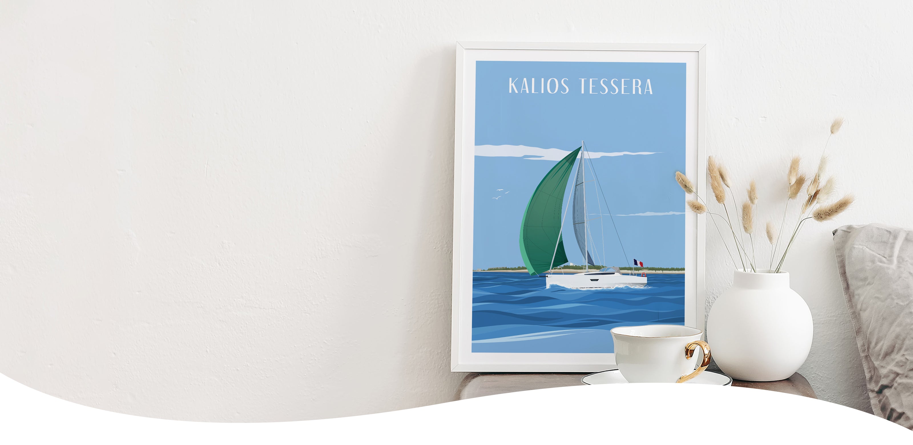 Affiche personnalisée - Voilier - Blanc