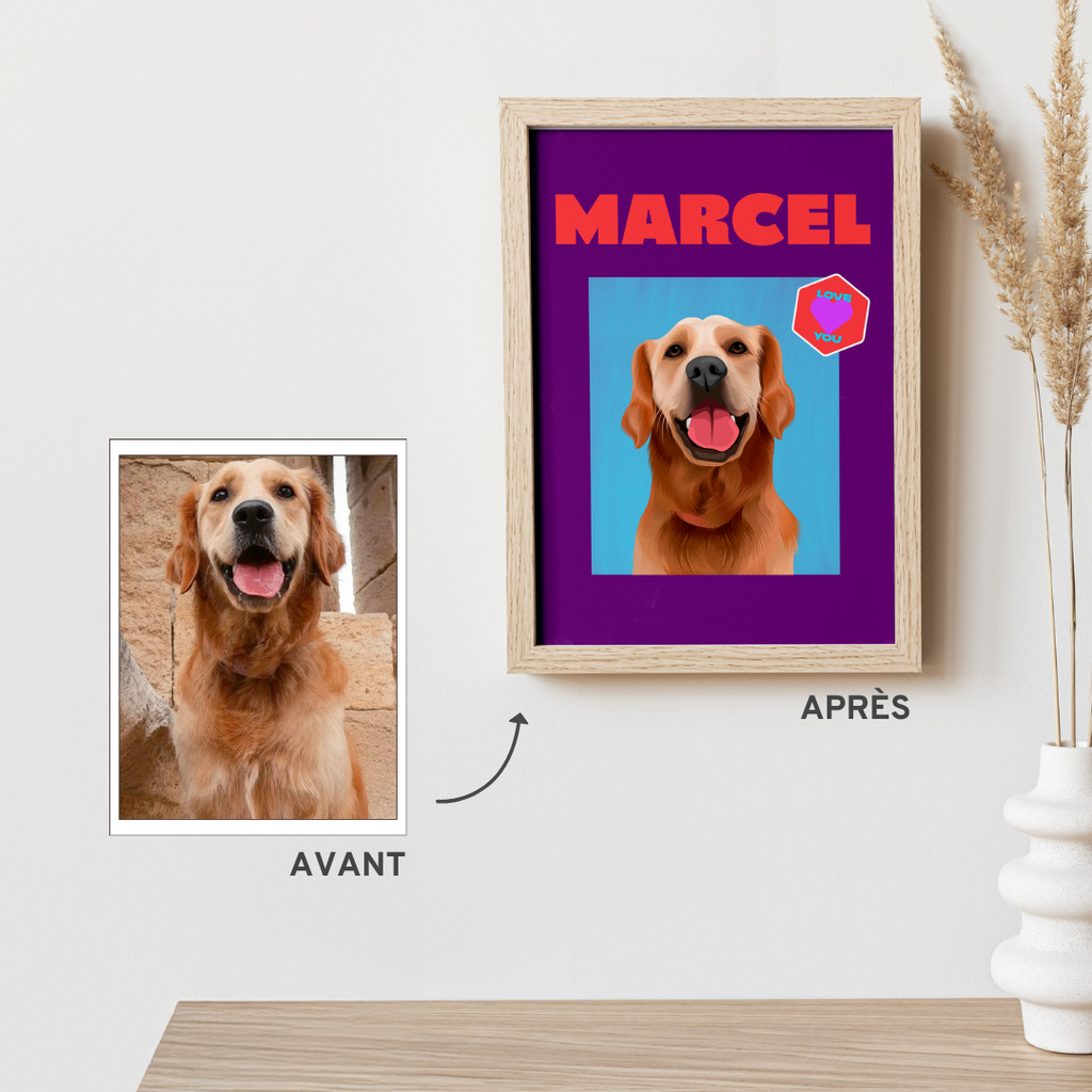 Affiche chien : une illustration personnalisée pour mettre en valeur votre compagnon