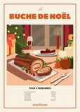 Pack 3 Illustrations - Repas de Noël - A4 - Avec arrière plan