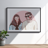 Portrait couple affiche dessin